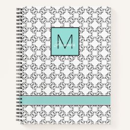 Light Aqua Box auf Schwarz & Weiß Muster Notizblock