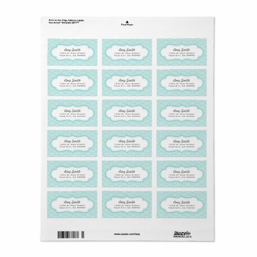 Light Aqua Geometric Muster Address Labels Adressaufkleber (Vorne)