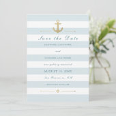 Light Aqua Nautic Save the Date Flat Card (Stehend Vorderseite)