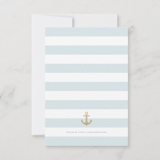 Light Aqua Strip Nautic Response RSVP Card (Rückseite)
