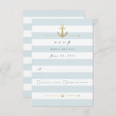 Light Aqua Strip Nautic Response RSVP Card (Vorne/Hinten)