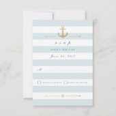 Light Aqua Strip Nautic Response RSVP Card Karte (Vorderseite)