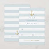 Light Aqua Strip Nautic Response RSVP Card Karte (Vorne/Hinten)