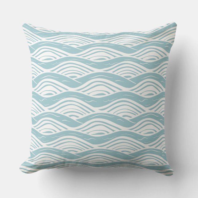 Light Aqua & White Ocean Waves Throw Kissen (Vorderseite)