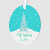 Light Aquamarin Baby First Christmas Tree Ornament (Vorderseite)