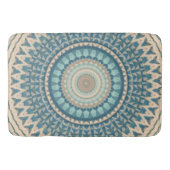 Light Aquamarin Blue Beige Mandala   Badematte (Vorderseite)