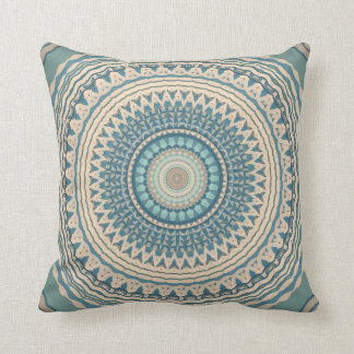 Light Aquamarin Blue Beige Mandala Kissen