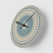 Light Aquamarin Blue Beige Mandala Runde Wanduhr (Winkel)