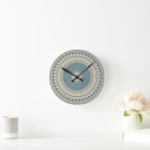 Light Aquamarin Blue Beige Mandala Runde Wanduhr (Zuhause)