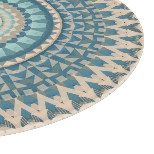 Light Aquamarin Blue Beige Mandala Schneidebrett (Ecke)