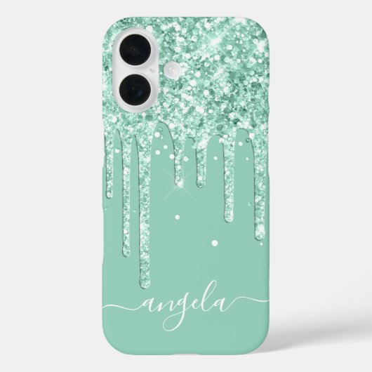 Light Aquamarin Glitzer Tropfen Glam Signatur Case-Mate iPhone Hülle (Rückseite)