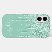 Light Aquamarin Glitzer Tropfen Glam Signatur Case-Mate iPhone Hülle (Rückseite (Horizontal))