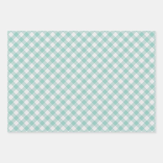 Light Aquamarin Periwinkle Violet Blue Gingham Geschenkpapier Set (Vorderseite 3)