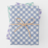 Light Aquamarin Periwinkle Violet Blue Gingham Geschenkpapier Set (Beispiel)