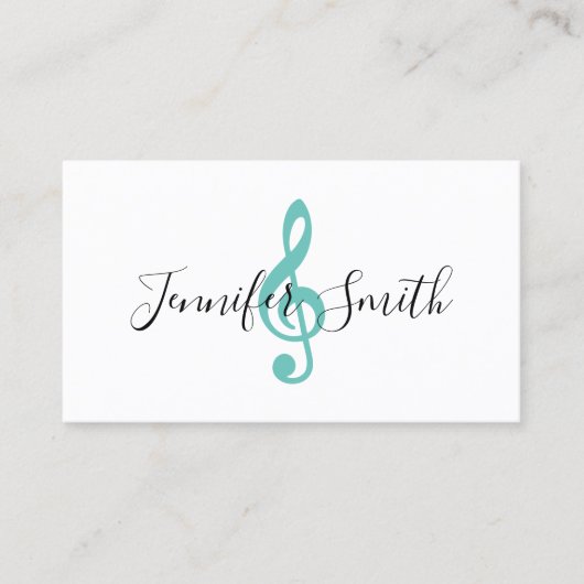 Light Aquamarin Treble Clef Musician Instructor Visitenkarte (Vorderseite)