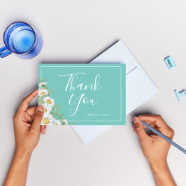 Light Aquamarin & White Daisies Vielen Dank Dankeskarte