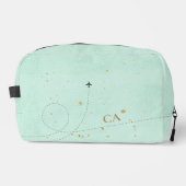 Light Aquamarine Minimalistische Monogram Gold Air Waschbeutel (Vorderseite)