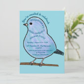 Light Azure 45th Birthday Cute Bird Dinner Party  Einladung (Stehend Vorderseite)