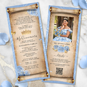 Light Baby Blue Gold Quince Scroll Einladungskarte Einladung