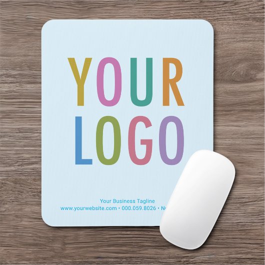Light Baby Blue Mouse Pad Custom Logo Non Slip Mousepad