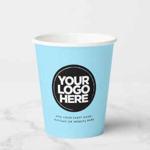 Light Baby Blue Personalisiertes Logo und Text Pappbecher
