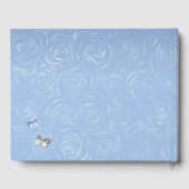 Light Baby Blue Rose und elegante Silver Crown Gästebuch (Rückseite)