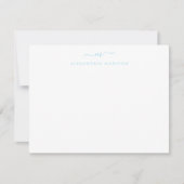 Light Baby Blue Script Monogram Swash Stationery Mitteilungskarte (Vorderseite)