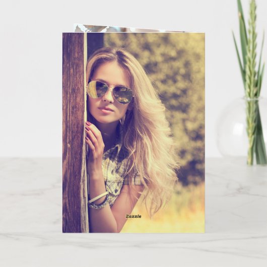 Light baby blue silber Glitzer Foto Sweet 16 Dankeskarte (Rückseite)