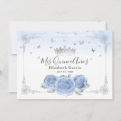 Light Baby Blue Silver Quinceañera Foto Geburtstag Dankeskarte (Rückseite)