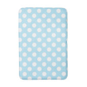 Light Baby Blue & White Polka Dots Badematte (Vorderseite Vertikal)