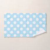 Light Baby Blue & White Polka Dots Dot Badhandtuch Set (Handtuch)