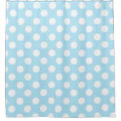 Light Baby Blue & White Polka Dots Duschvorhang (Vorderseite)