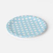 Light Baby Blue & White Polka Dots Geburtstagspart Pappteller (Schrägansicht)