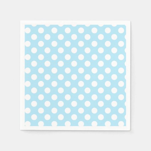 Light Baby Blue & White Polka Dots Geburtstagspart Serviette (Vorderseite)