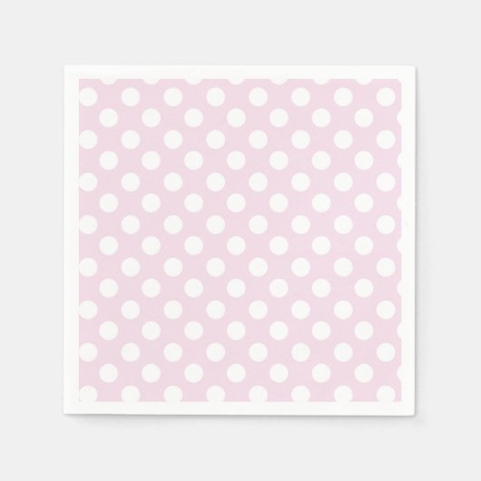 Light Baby Pink & White Polka Dots Geburtstagspart Serviette (Vorderseite)