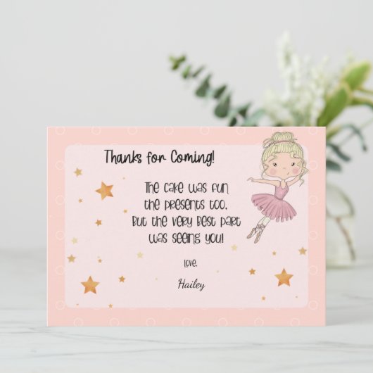 Light Ballerina Dankeschön Karte (Stehend Vorderseite)