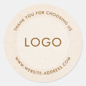 Light beig linen texture personalized text classic runder aufkleber (Vorderseite)