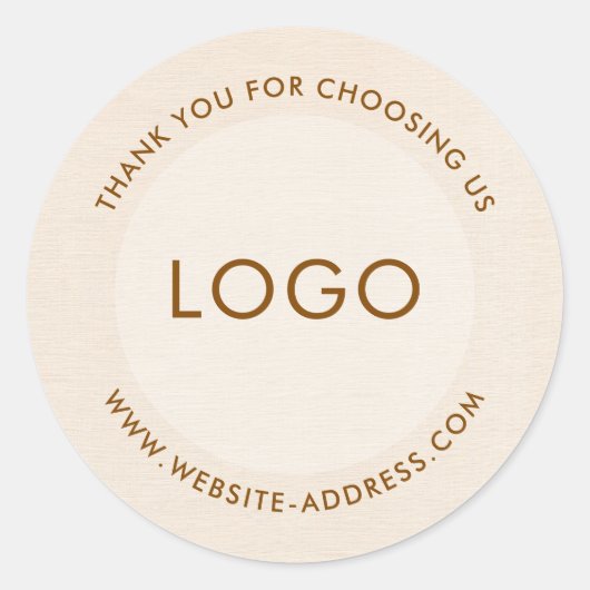 Light beig linen texture personalized text classic runder aufkleber (Vorderseite)