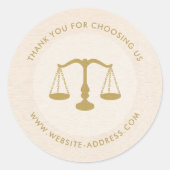 Light beig linen texture personalized text logo runder aufkleber (Vorderseite)