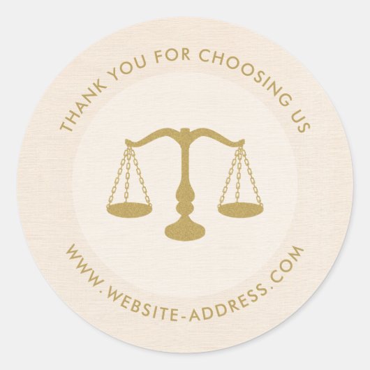 Light beig linen texture personalized text logo runder aufkleber (Vorderseite)