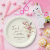 Light Beige Boho Floral Vielen Dank Ihr Baby Paper Pappteller (Party)