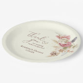 Light Beige Boho Floral Vielen Dank Ihr Baby Paper Pappteller (Schrägansicht)