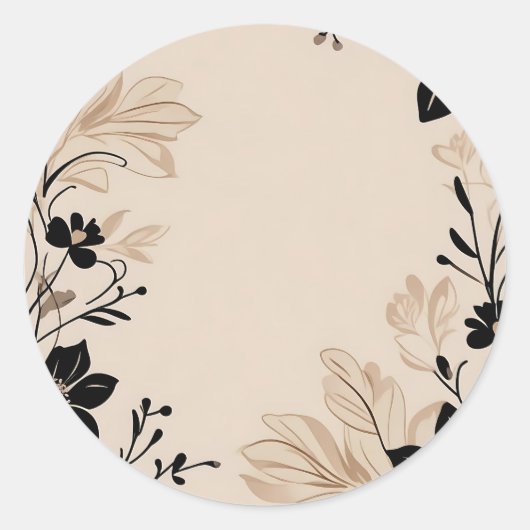 Light Beige Floral Runder Aufkleber (Vorderseite)