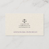 Light Beige Linen Black Justice Scale  Visitenkarte (Rückseite)