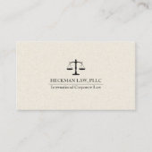 Light Beige Linen Black Justice Scale  Visitenkarte (Vorderseite)