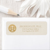 Light Beige Linen Gold Justice Logo Business Card (Insitu)