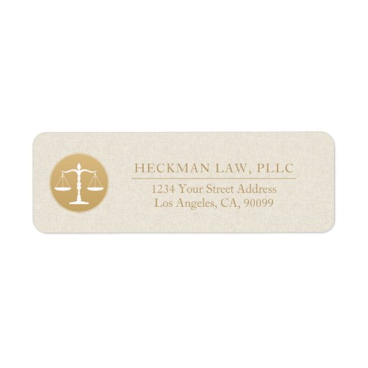 Light Beige Linen Gold Justice Logo Business Card (Vorne)