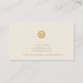 Light Beige Linen Gold Justice Logo Business Card Visitenkarte (Rückseite)
