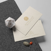 Light Beige Linen Gold Justice Logo Business Card Visitenkarte