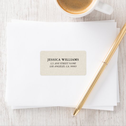 Light Beige Linen Texture Image Adressaufkleber (Insitu)